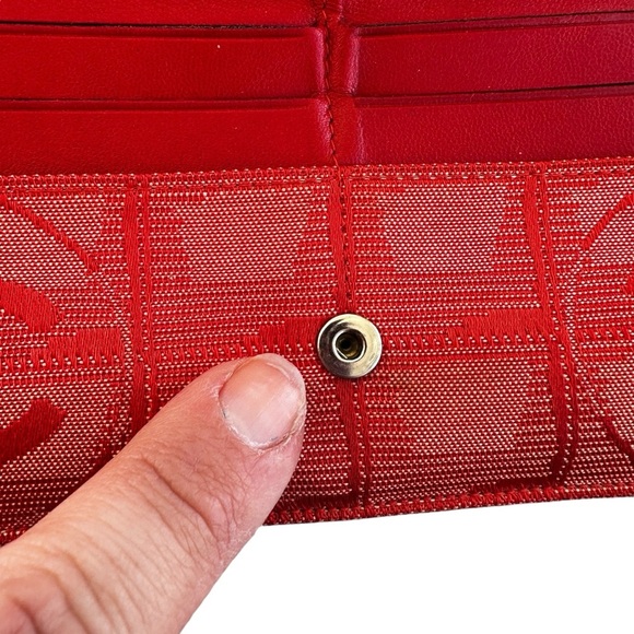 Authentic CHANEL Red Travel Line Leather & Canvas Long Wallet - Picture 16 of 16